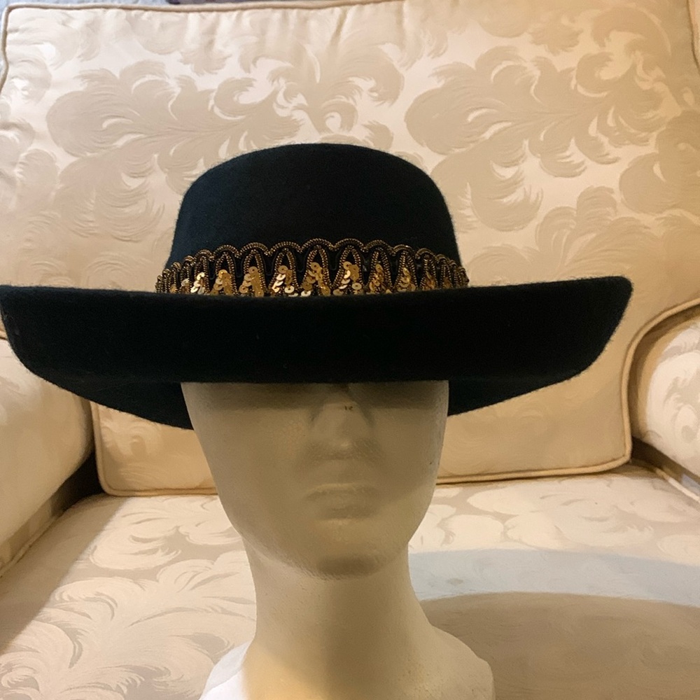 Vintage Wool Cowboy Hat with gold sequins 1940